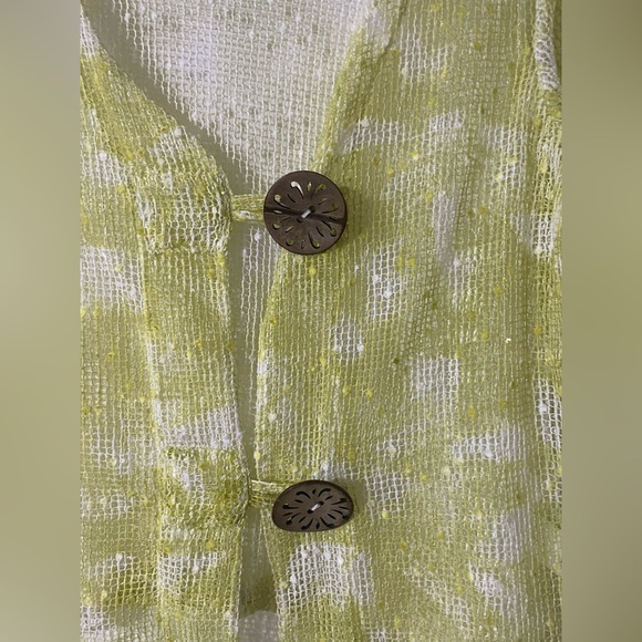 NINA LEONARD Coconut Button Knit Bolero Jacket Medium Crochet Beach Summer - Picture 3 of 8